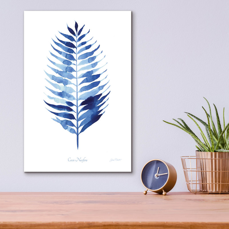 «Indigo Botanical 6» par Jean Plout, art mural en verre acrylique, H 16 po x l 12 po x P 0,13 po