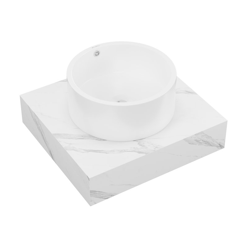 Monaco 24" Floating Bathroom Shelf With Vessel Sink, White Gray