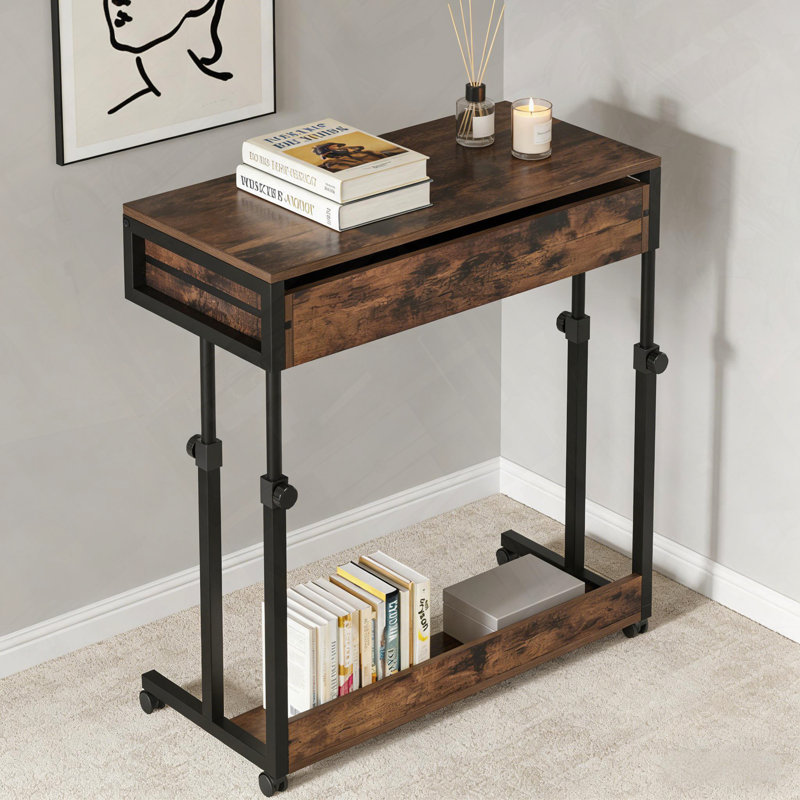 Bureau compact à hauteur ajustable avec roulettes