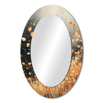 Windy Prairie Leaves I - Country Oval Wall Mirror