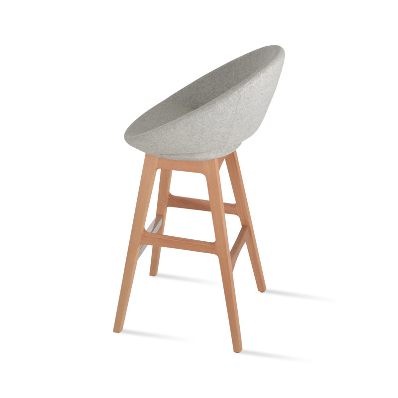 Tabouret Crescent, Tabouret de bar (siège d'une hauteur de 28 po), Naturel, Laine argentée