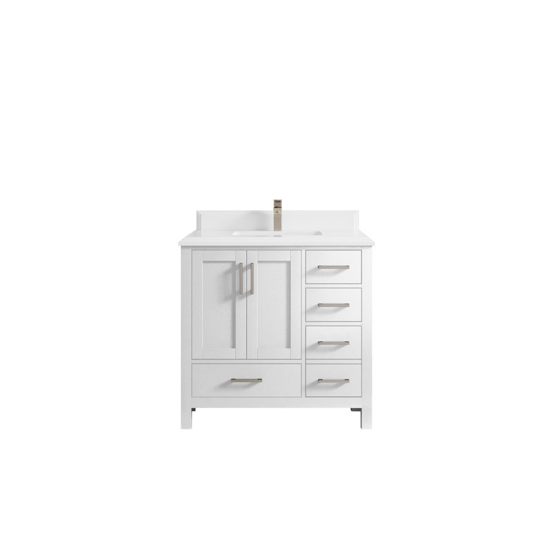 Ensemble de meuble-lavabo simple 36 po Malibu, Blanc