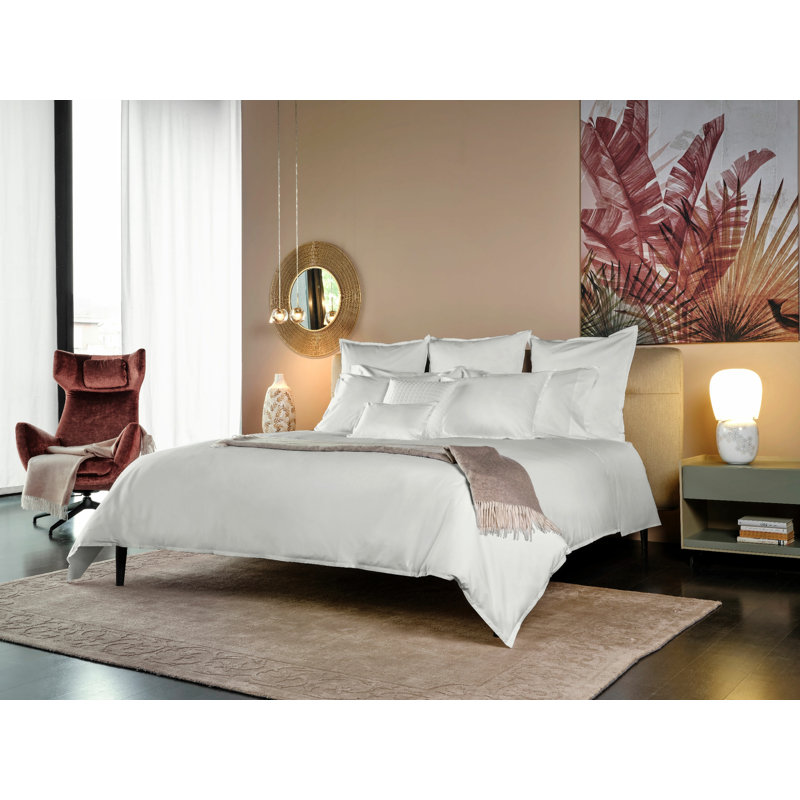Lineare Sateen Duvet Cover, Queen Duvet Cover, Pearl