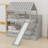 Pine Wood House Bunk Bed With Pull-Out Trundle , Slide Storage Staircase ,Roof And Window-2067397182