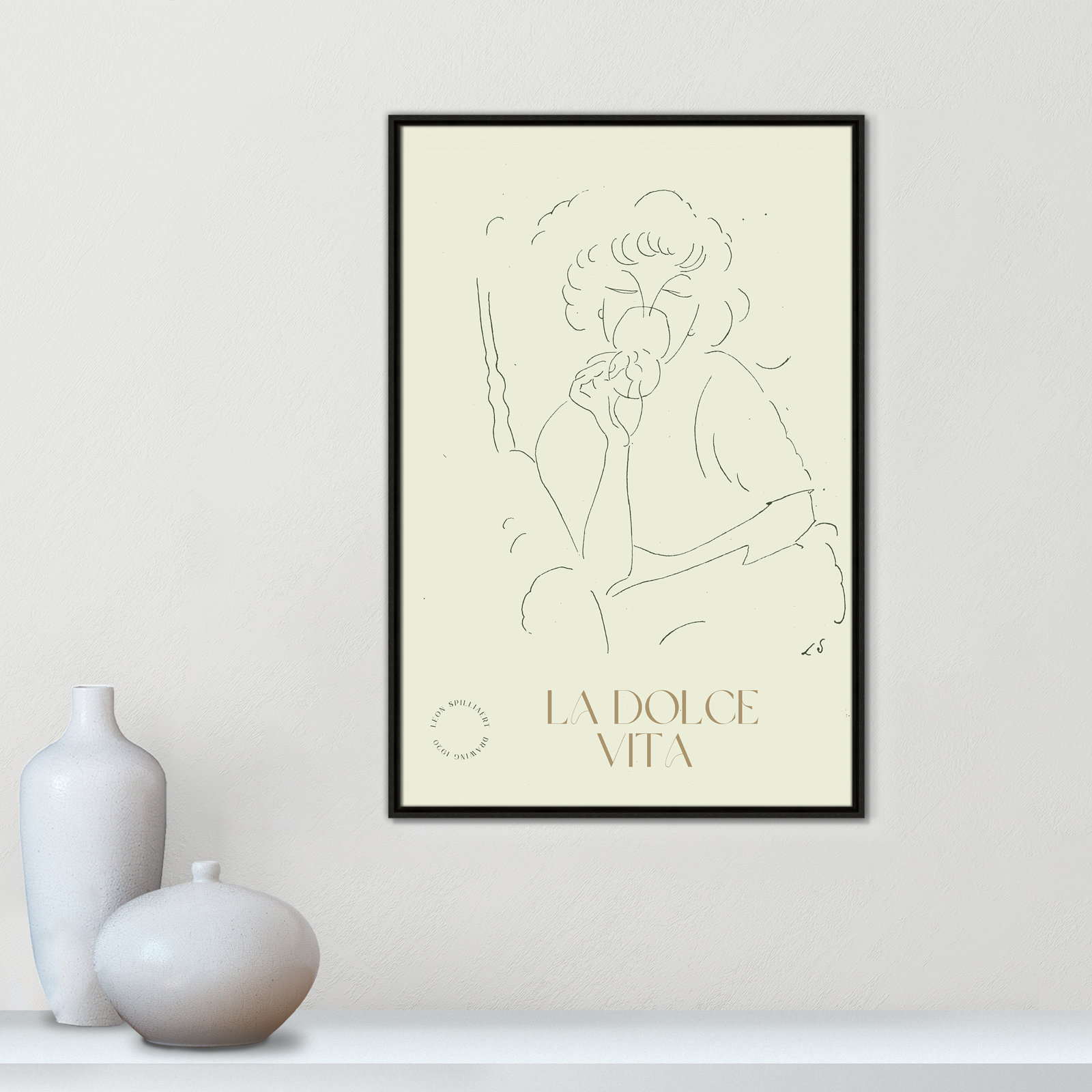 Dottie "La Dolce Vita" Print, 37.5" H x 25.5" W, Espresso