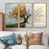 Toile avec cadre flottant or