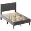 Structure de lit double, tête de lit en lin, solide et stable, sans bruit, rangement sous le lit, sans sommier, poids 396,8 lb-42288513
