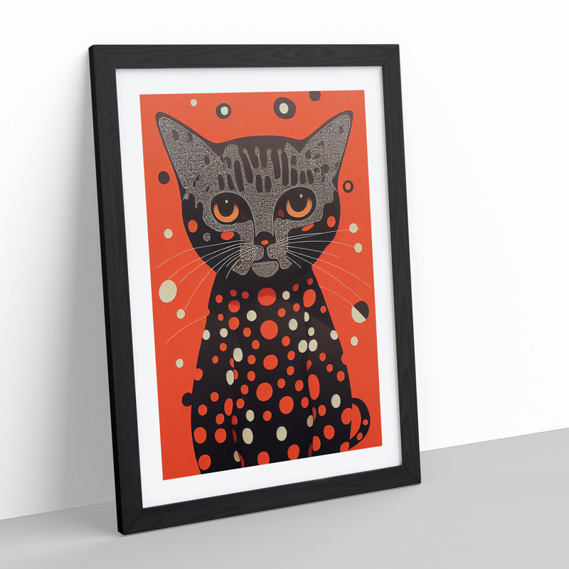Spotty Cat Abstract - Framed Print, Black Framed, 64cm H x 46cm W x 2cm D