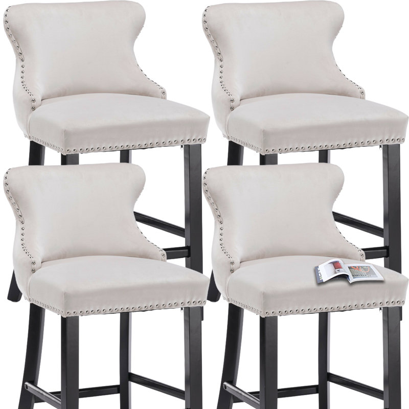  Ensemble de 4 tabourets de bar rembourrés Modern Velvet, Blanc