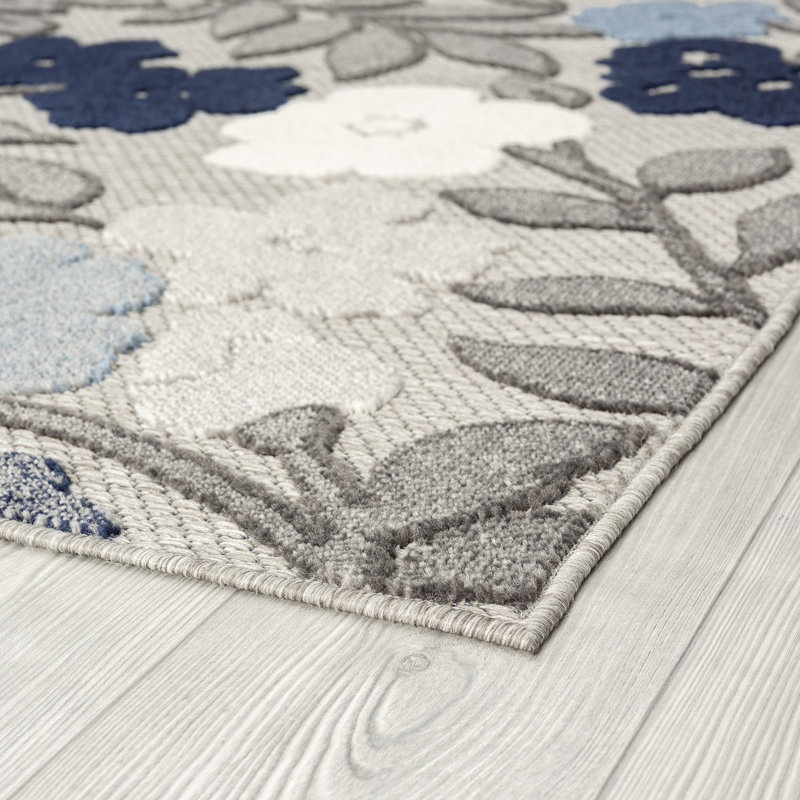 Floral Flatweave Water Resistant Indoor Outdoor Rugs for Patios, Deck, Porch or Entryway, Rectangle 7'11" x 10'3"