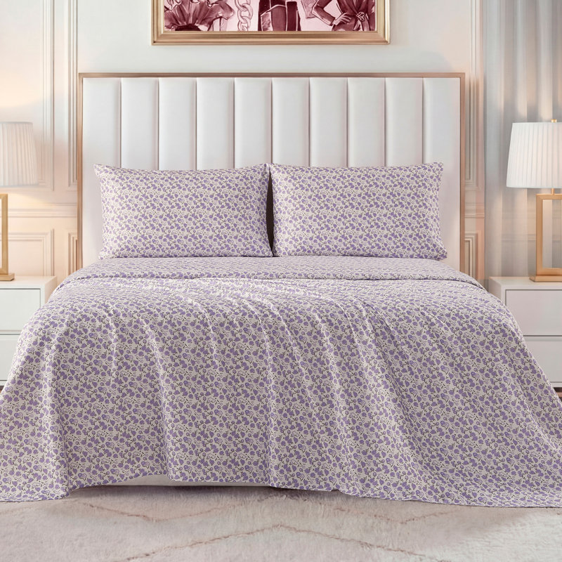 Juicy Couture Printed Microfiber Sheet Set, Ditsy Rose, King