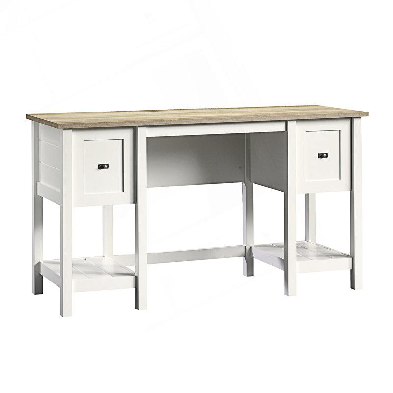 Bureau spacieux avec grands tiroirs et tablettes ouvertes