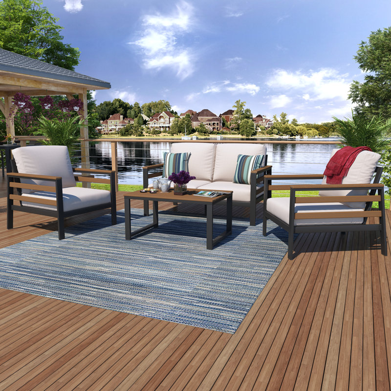 Townsend 4 - Person Outdoor Seating Group with Sunbrella® Cushions, Sunbrella Canvas Natural