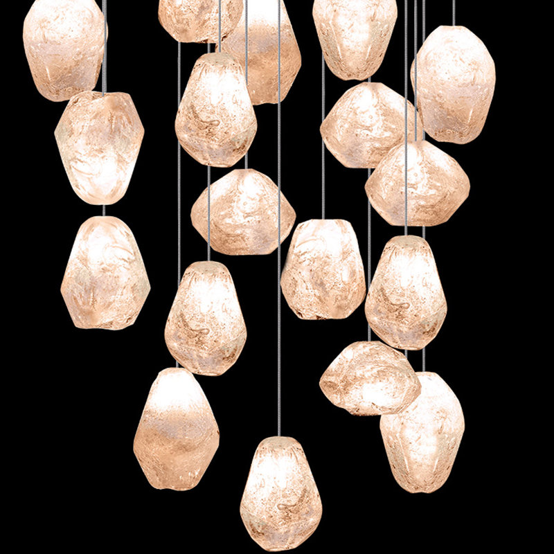 Natural Inspirations 22 - Light Pendant, Silver, Natural Quartz, 22 Lights