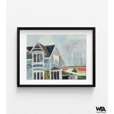 «Past Life» par Stacey Pollard, œuvre d'art de maison aquarelle, art mural au-dessus du foyer, idée de cadeau de maison bleue encadrée, idée de cadeau de pendaison de crémaillère