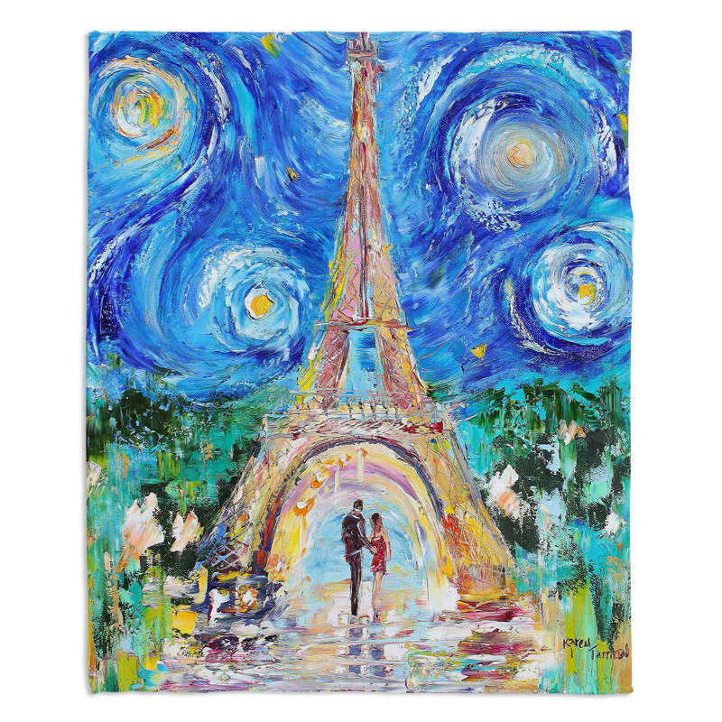 Couverture sherpa starry nuit tour eiffel, l 51 po x L 60 po
