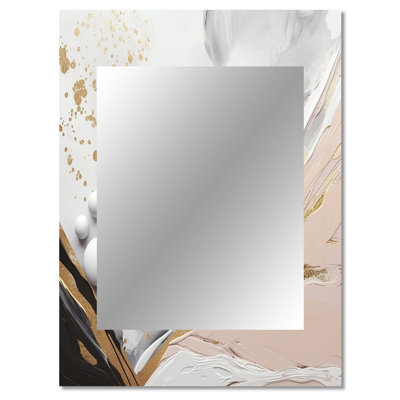 White And Gold Mysterious Marble - Marble Unique Wall Mirror, White Mirror, Printed Metal Art