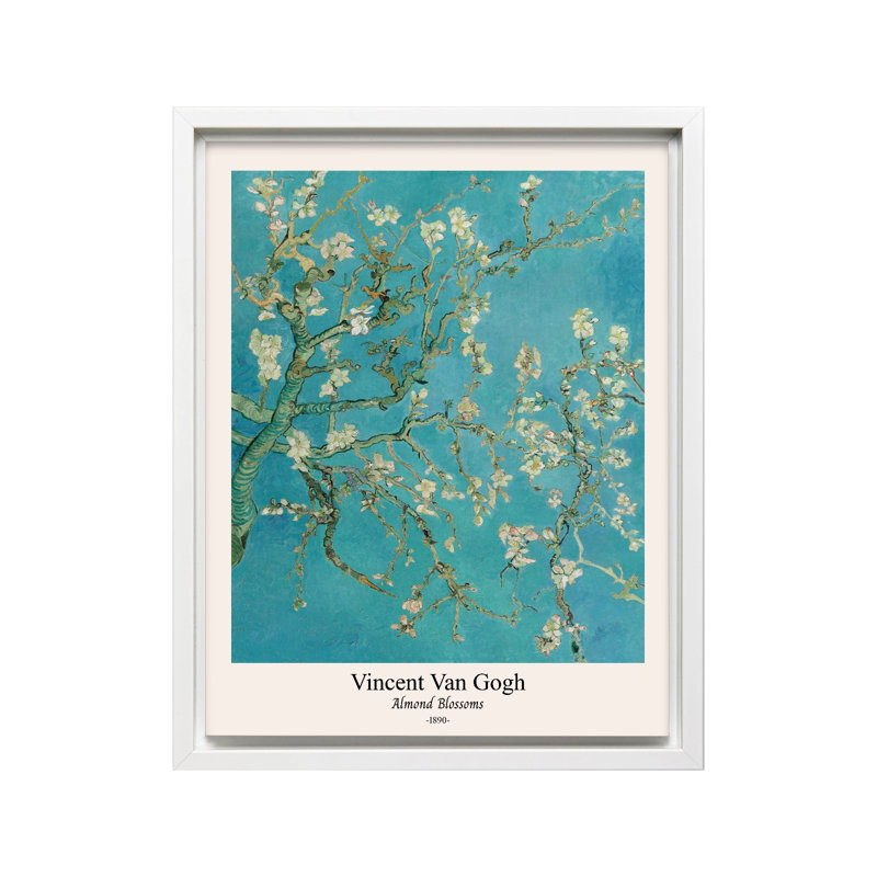 Van Gogh - Almond Blossoms, Canvas, 12"H x 16"W, White Framed