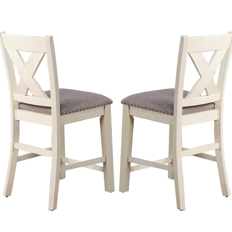 De 2 chaises à dossier - Mousse en bois d'hévéa blanc et gris et salle à manger rembourrée en polyfibre