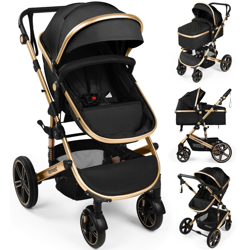 Compact Travel Stroller with Reversible Seat, Lightweight Fold for 0-36 Months,Black, Black