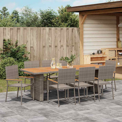 8 - Person Acacia Patio Dining Set with Rectangular Table
