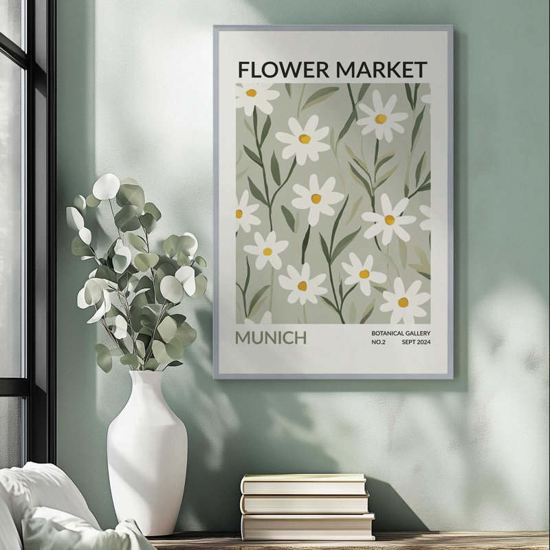 Imprimé du marché aux fleurs de Munich , Ne s’applique pas, H 36 po x l 24 po x P 0,1 po, Impression sans cadre