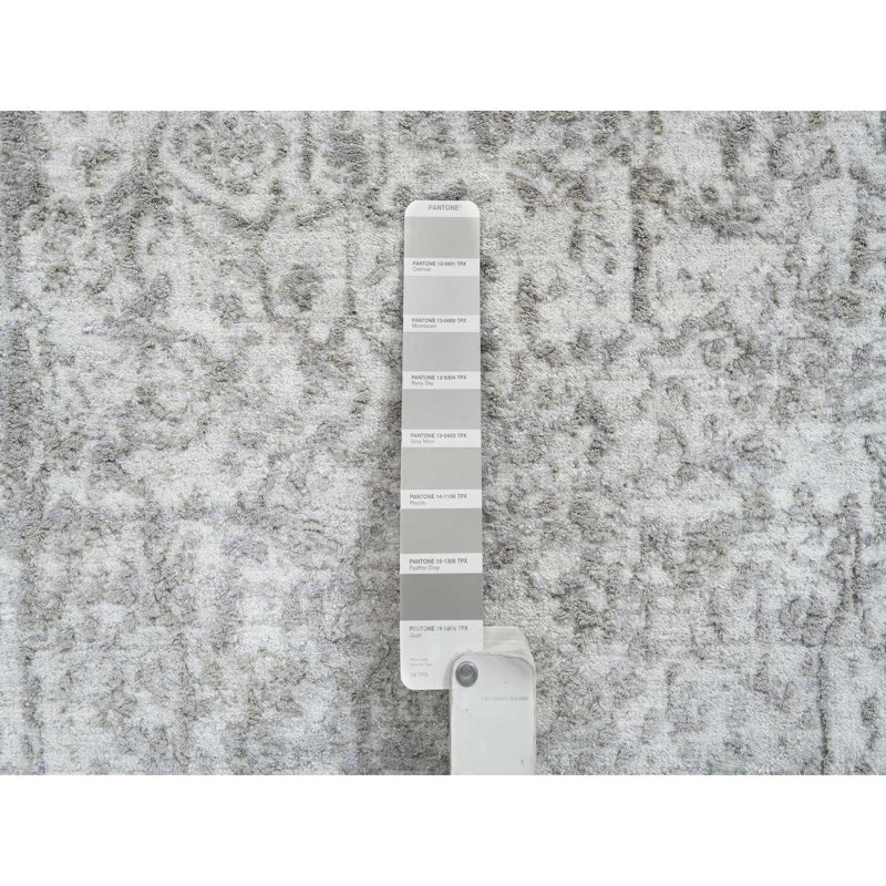 Tapis de couloir gris noué à la main de conception unique 2 pi 7 po x 17 pi 7 po Tunnis