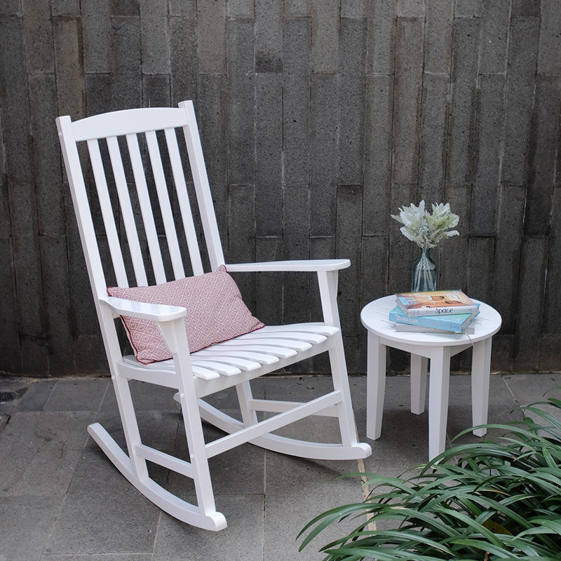 Chaise berçante d'extérieur en acajou Boulder, Blanc