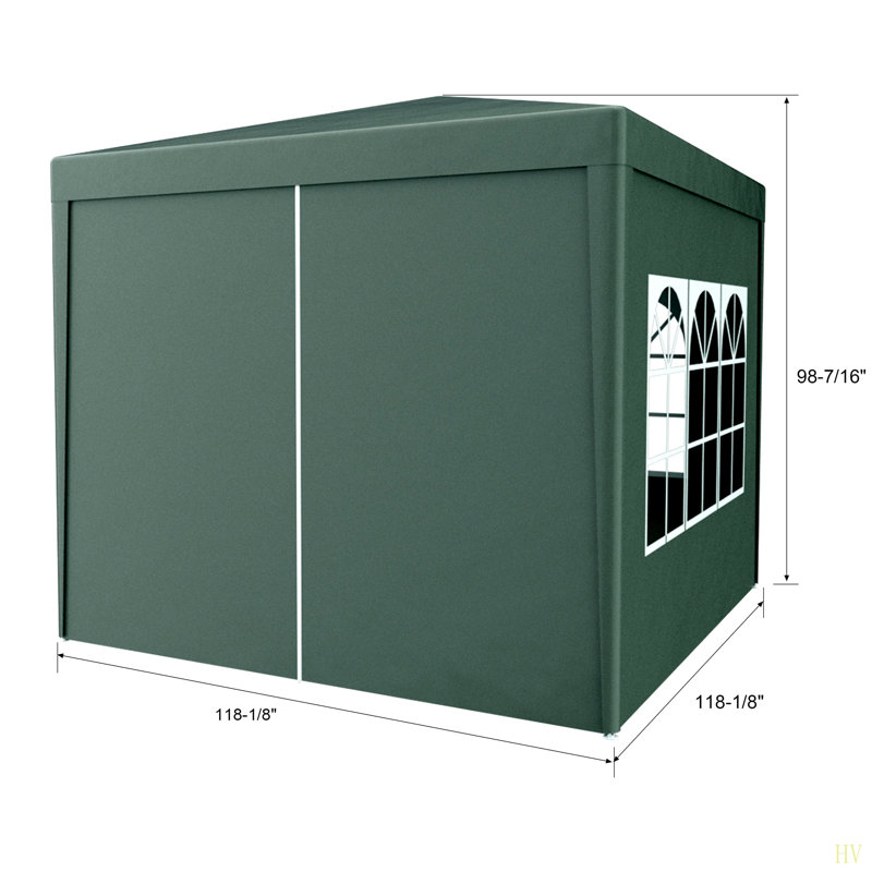 Auvent de mariage 10 pi x 10 pi pour tente de réception d'extérieur robuste + 4 murs amovibles, Vert