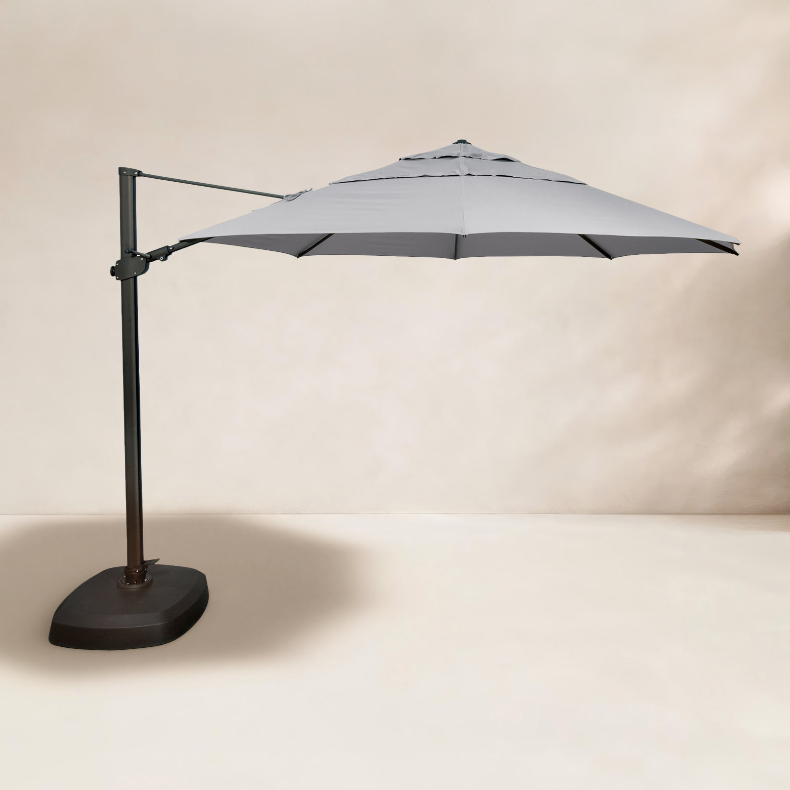 11.5' Sunbrella® Cantilever Umbrella, Sunbrella/Granite, Black