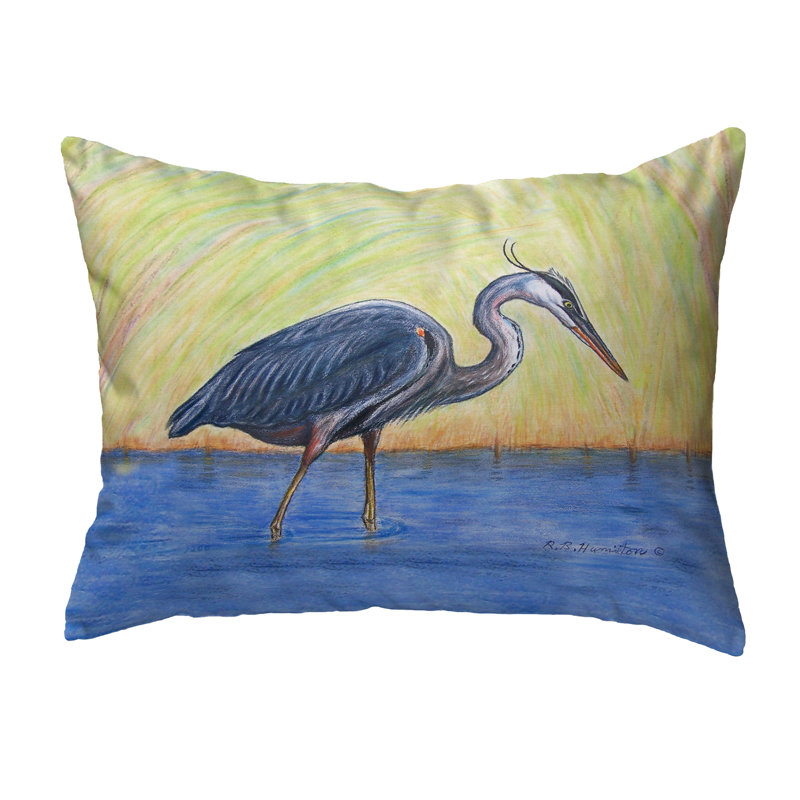 Heron Outdoor Reversible Throw Pillow