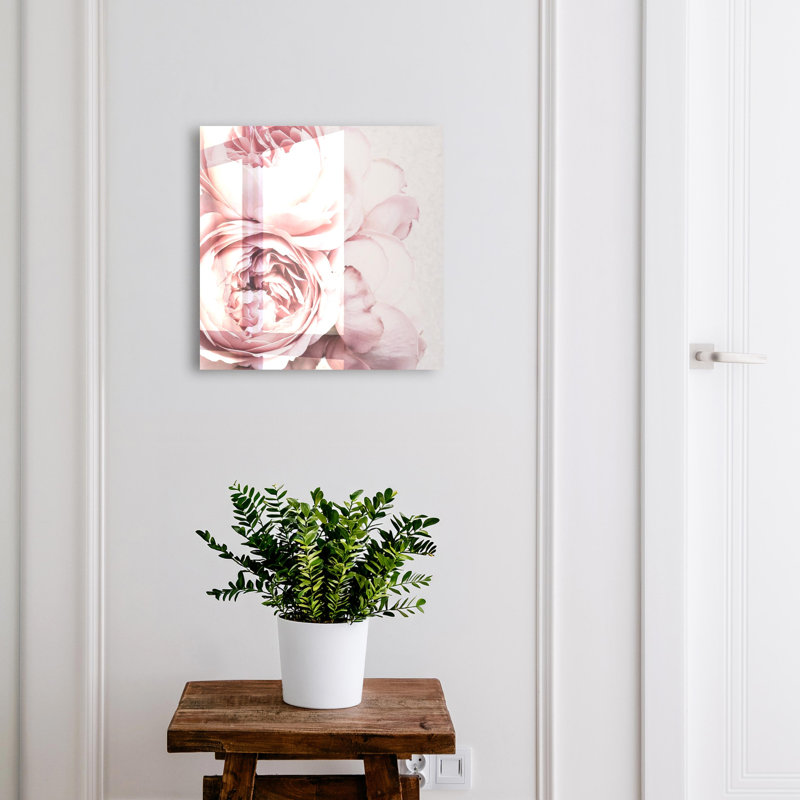Key storage cabinet, Opens to the right, 30x30x5, Black, Subtle pink flowers full of elegance, 