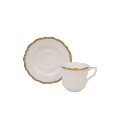 Ensemble de tasse à expresso et soucoupes pour la porcelaine osseuse Antique Gold