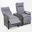 Outdoor Wicker Reclining Loveseat With Storage Table-602995419