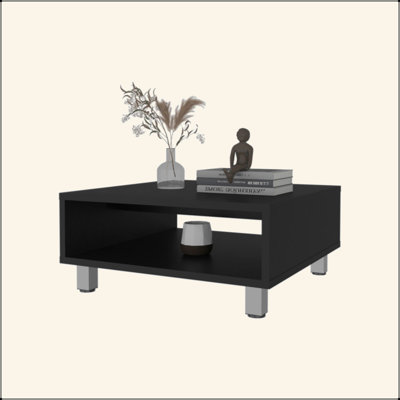 Table basse blanche avec rangement ouvert