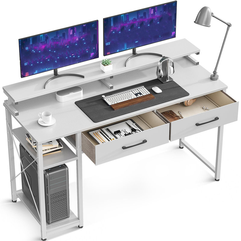 Birna Metal Base Computer Table, White
