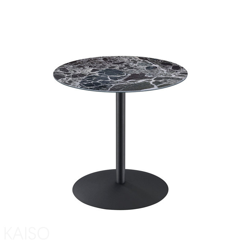 Table de bout, marbre noir Cirillo texturé, Noir