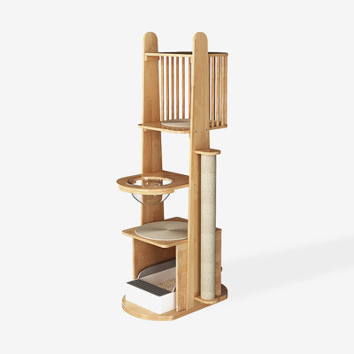 Multi-Functional Solid Wood Cat Tree