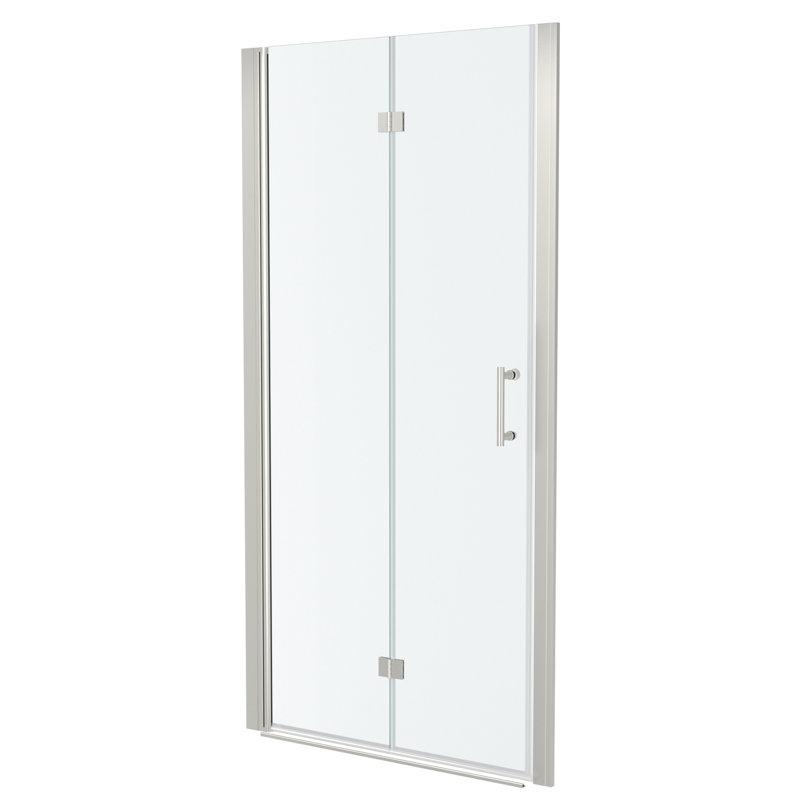 34"w X 72"h Tempered Glass Shower Door In Brushed Nickel - Water-, Adjustable, Gorgeous Finish With Graceful Line