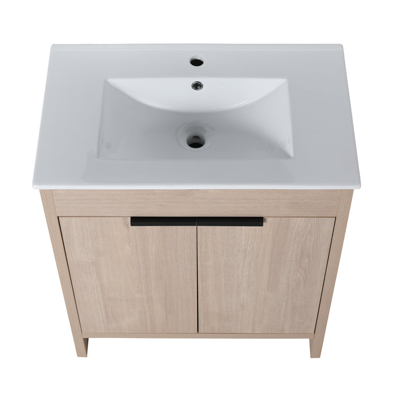  Meuble-lavabo autoportant avec lavabo, 30", Blanc