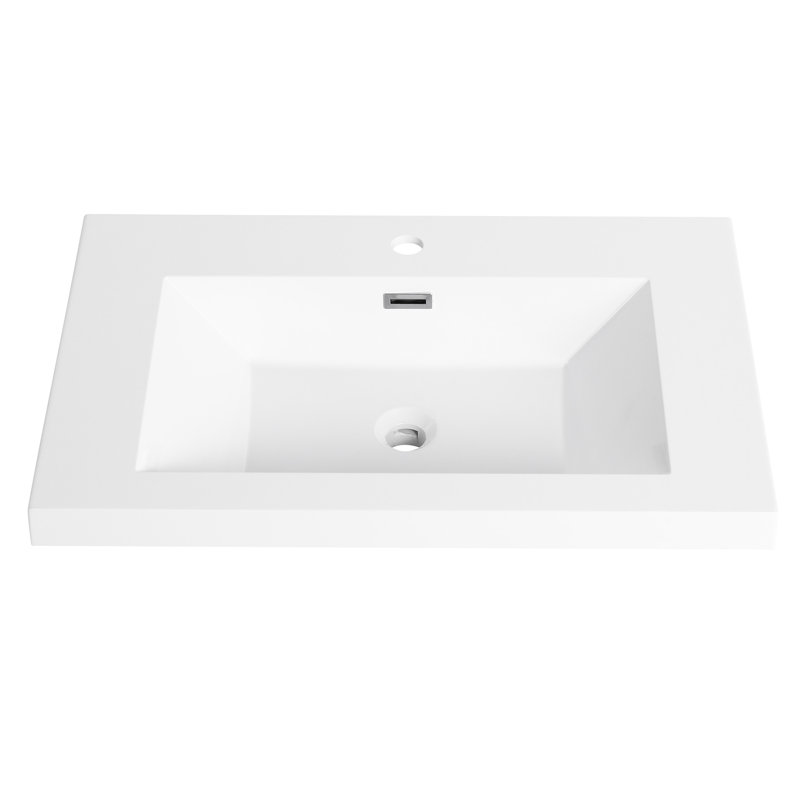 30" Resin Bathroom Sink, Gloss White - Long-lasting And Stylish Beauty Sink