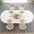 79" Oval Dining Table with White Sintered Stone Top & Roman Column Wood Base-652576206