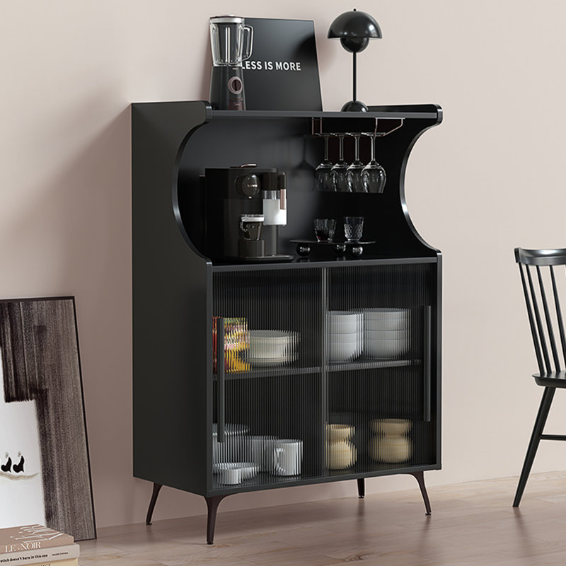Buffet en bois manufacturé noir, H 47,24 po x l 27,56 po x P 15,75 po, Noir