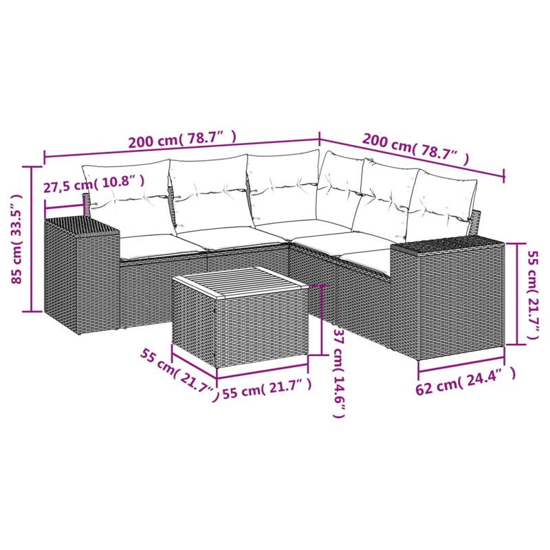 Ensemble de canapé de jardin Vidaxl gris