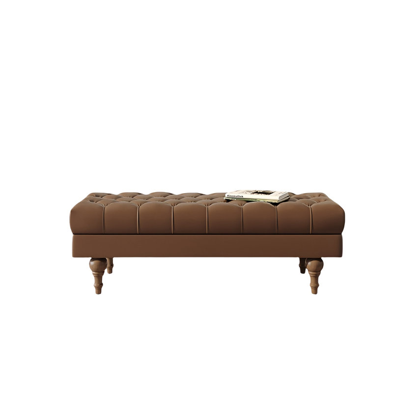 Banc rembourré en cuir, H 15,74 po x l 59,05 po x P 19,68 po
