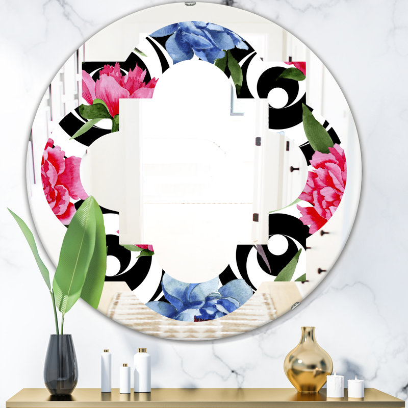 Miroir mural éclectique à motif floral Quatrefoil I, H 31,5 po x l po