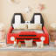 Lit plateforme simple en forme de voiture de course avec roues, cadre de lit