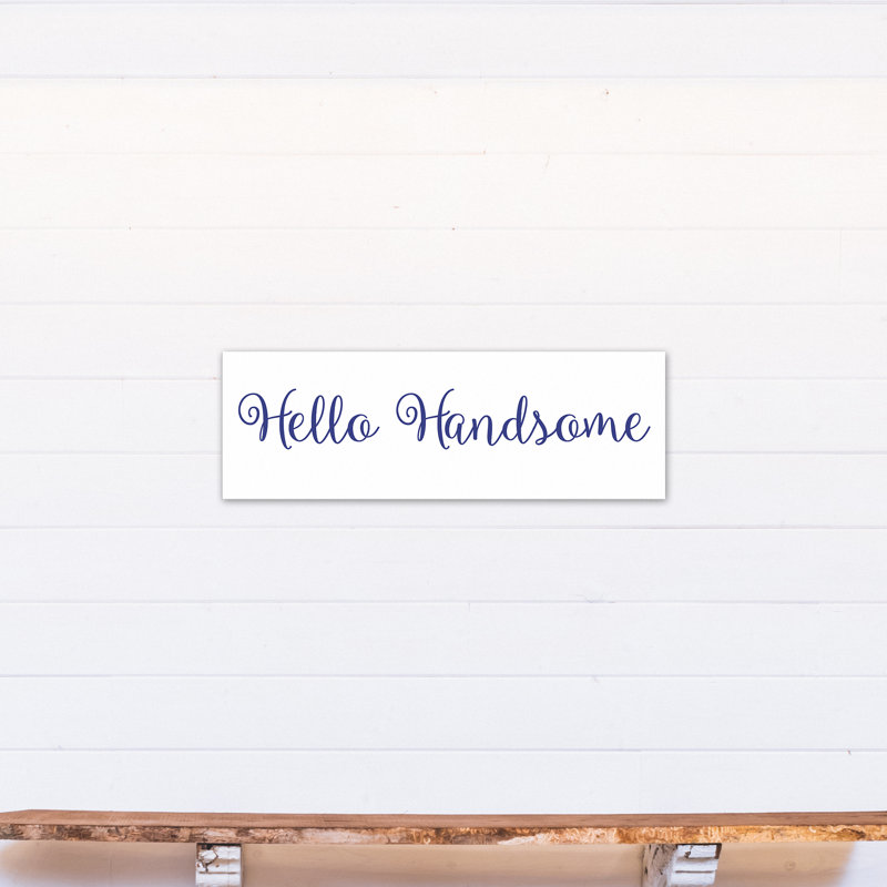 Décoration murale Bruning Hello Handsome Kids, H 12 po x l 36 po x P 1,25 po, Bleu foncé, Toile tendue