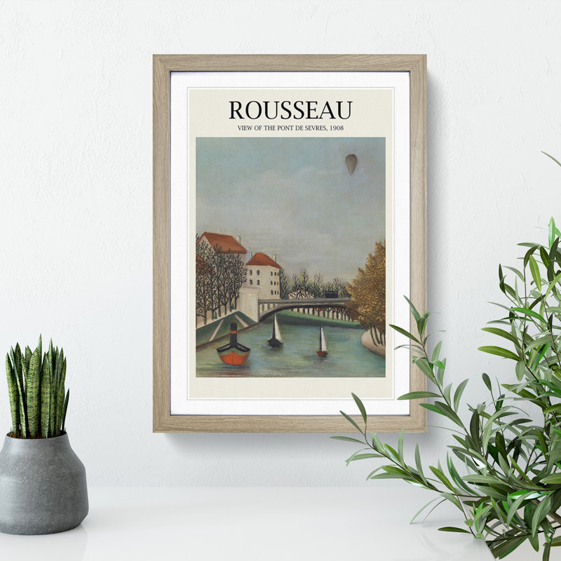 View of the Pont De Sevres by Henri Rousseau - Picture Frame Art Prints, 36cm H x 27cm W x 2cm D, Oak
