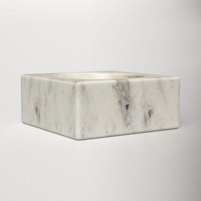 White Marble Square Concave Bowl